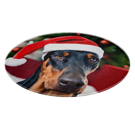 Doberman Christmas Snijplank (Hoek)