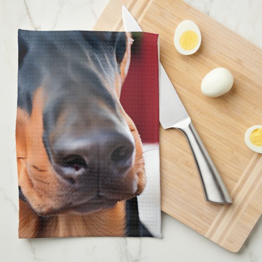 Doberman Christmas Theedoek (Quarter Fold)