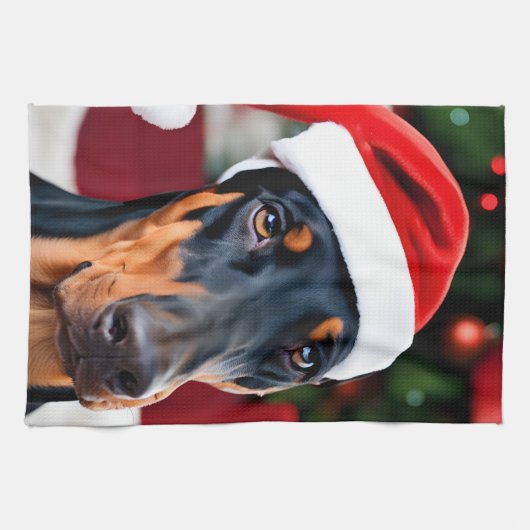 Doberman Christmas Theedoek (Horizontaal)