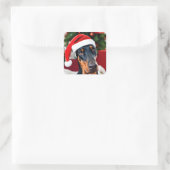 Doberman Christmas Vierkante Sticker (Tas)