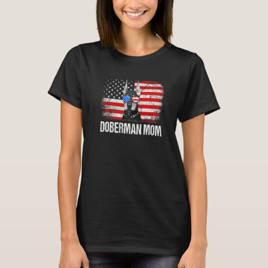 Doberman Dad American Flag Father's Day T-shirt (Voorkant)