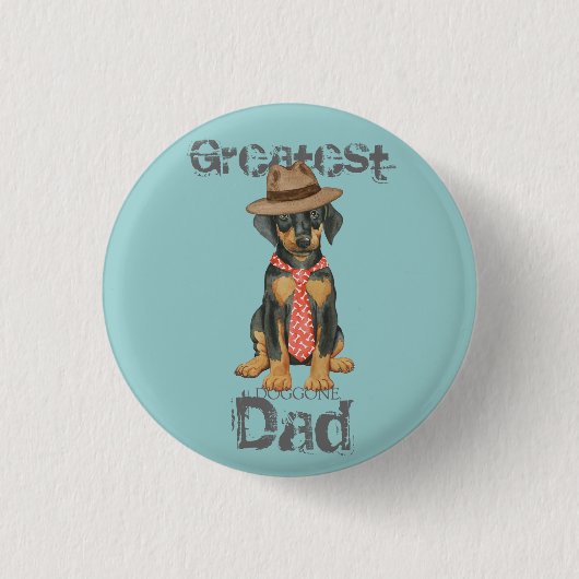 Doberman Dad Ronde Button 3,2 Cm (Voorkant)
