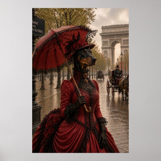 Doberman Dame op de Champs-Élysées – Victoriaans P Poster (Voorkant)
