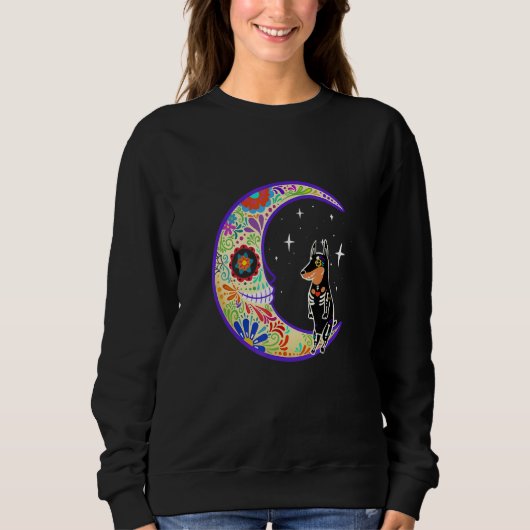 Doberman Dia De Los Muertos Skeleton Trui (Voorkant)