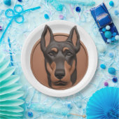Doberman Dog 3D geïnspireerd Papieren Bordje (Feest)