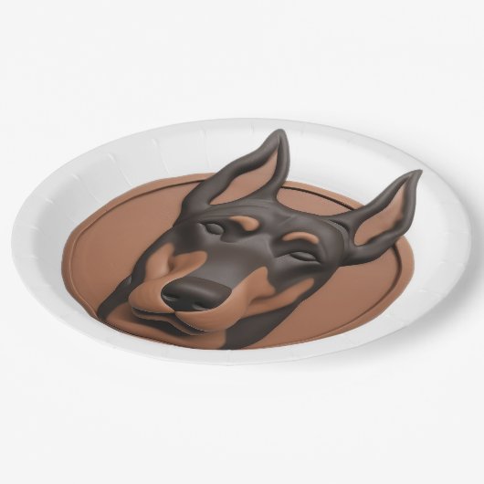 Doberman Dog 3D geïnspireerd Papieren Bordje (Gekanteld)