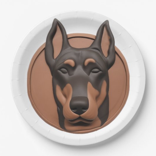 Doberman Dog 3D geïnspireerd Papieren Bordje (Voorkant)