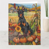 Doberman Dog Autumn Harvest Thanksgiving Kaart (Voorkant)