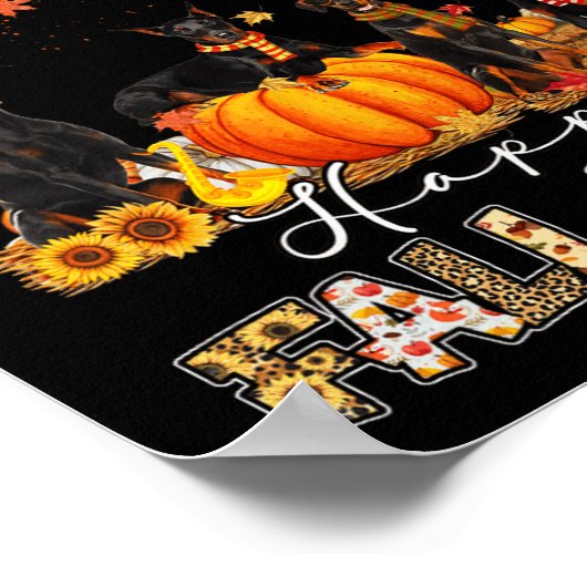 Doberman Dog Autumn Herfst Pumpkin Truck Mappe Dan Poster (Hoek)