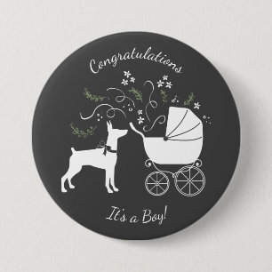 Doberman Dog Baby Shower Puppy Dobie Pinscher Ronde Button 7,6 Cm