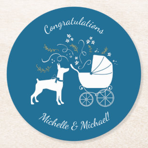 Doberman Dog Baby shower Puppy Dobie Pinscher Ronde Kartonnen Onderzetter