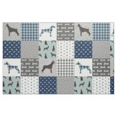 Doberman dog blue patchwork buffalo plaid stof (Fat Quarter)
