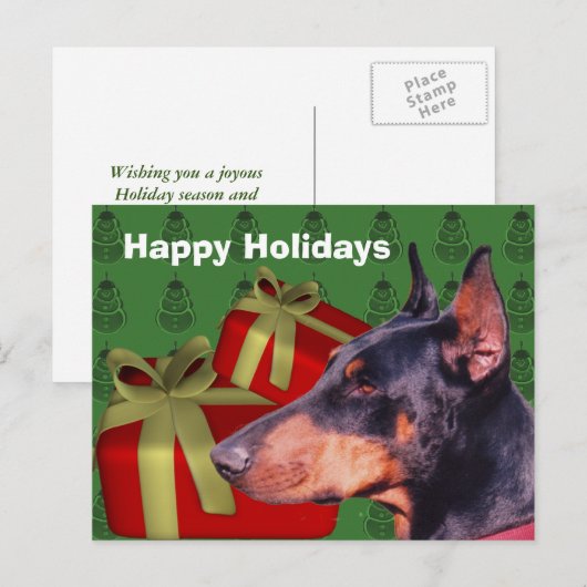 Doberman Dog Briefkaart kerstfeestdag (Voorkant / Achterkant)