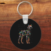 Doberman Dog Christmas Lights Santa Pet Dog Lover  Sleutelhanger (Voorkant)