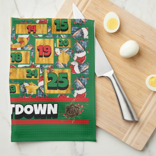 Doberman Dog Countdown Kerstmis Advent Calendar Theedoek (Quarter Fold)