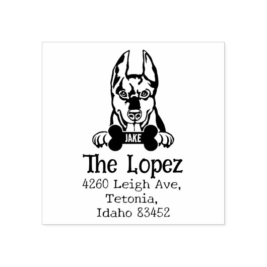 Doberman Dog, Custom Return Address Rubberstempel (Afrduk)
