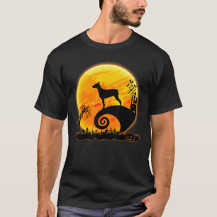 Doberman Dog en Moon Scary Halloween Costume T-shirt