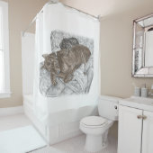 Doberman Dog en Puppy Douchegordijn (In situ)