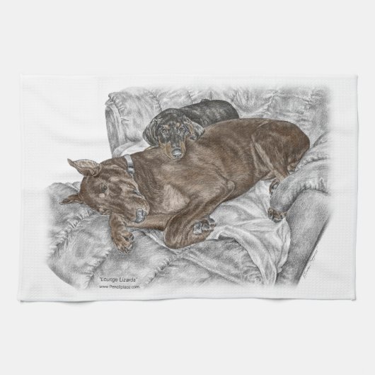 Doberman Dog en Puppy Theedoek (Horizontaal)