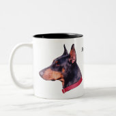 Doberman Dog Face Foto gepersonaliseerd Tweekleurige Koffiemok (Links)