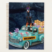 Doberman Dog Halloween Truck Scary Night Planner (Voorkant)