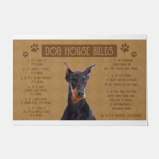 Doberman Dog House regels, als het kapot is, is he Deurmat (Voorkant)