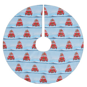 Doberman Dog in auto met kerstman Kerstboom Rok