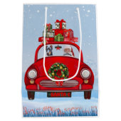 Doberman Dog in auto met kerstman Medium Cadeauzakje (Achterkant)