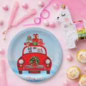 Doberman Dog in auto met kerstman Papieren Bordje (Feest)