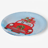 Doberman Dog in auto met kerstman Papieren Bordje (Gekanteld)