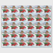 Doberman Dog in kerstcadeauwagen Cadeaupapier (Vlak)