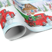 Doberman Dog in kerstcadeauwagen Cadeaupapier (Rol Hoek)