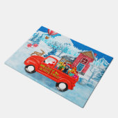 Doberman Dog in kerstcadeauwagen Deurmat (Schuin)