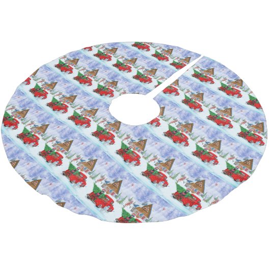 Doberman Dog in kerstcadeauwagen Kerstboom Rok (Gekanteld)