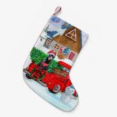 Doberman Dog in kerstcadeauwagen Kleine Kerstsok (Voorkant (Hangend))