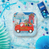 Doberman Dog in kerstcadeauwagen Papieren Bordje (Feest)