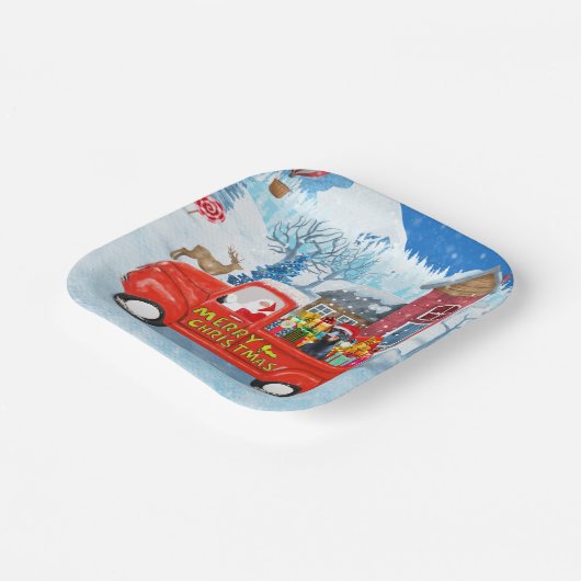 Doberman Dog in kerstcadeauwagen Papieren Bordje (Gebogen)