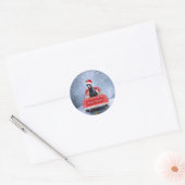 Doberman Dog in sneeuw, met Kerstmis Ronde Sticker (Envelop)