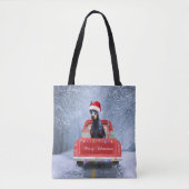 Doberman Dog in sneeuw, met Kerstmis Tote Bag (Voorkant)
