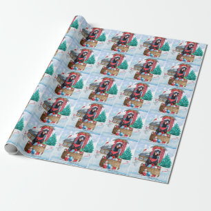 Doberman Dog in sneeuwkersthondenhuis Cadeaupapier