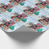 Doberman Dog in sneeuwkersthondenhuis Cadeaupapier (Hoek)