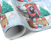 Doberman Dog in sneeuwkersthondenhuis Cadeaupapier (Rol Hoek)