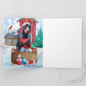 Doberman Dog in sneeuwkersthondenhuis Kaart (Binnen)
