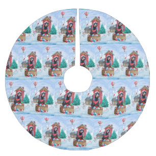 Doberman Dog in sneeuwkersthondenhuis Kerstboom Rok