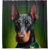 Doberman Dog in St. Patrick's Day Dress Douchegordijn (Voorkant)