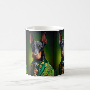 Doberman Dog in St. Patrick's Day Dress Koffiemok