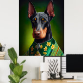 Doberman Dog in St. Patrick's Day Dress Poster (Thuiskantoor)