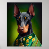 Doberman Dog in St. Patrick's Day Dress Poster (Voorkant)