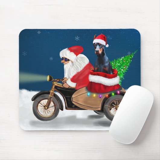 Doberman Dog-kerstkerstkerstman Muismat (Met muis)