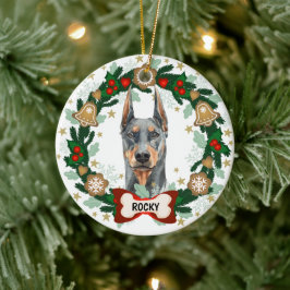 Doberman Dog Kerstmis Cute Dog Cookie Wreath Keramisch Ornament